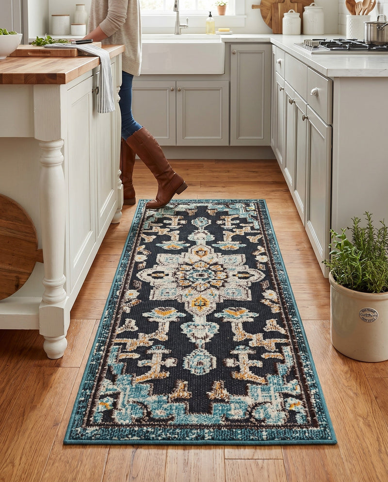 Outdoor Marrakesh Collection Area Rug -  Essaouira Runner Navy Blue  lifestyle 69