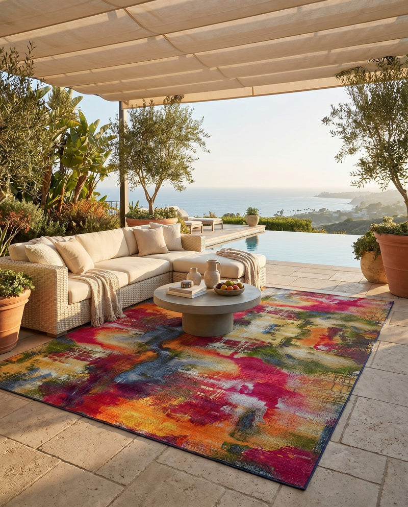 Urban Terrace Collection Area Rug -  Atrium Rectangle Multi  lifestyle 58