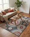 Seaside Blooms Collection Area Rug -  Eden Rectangle Black  lifestyle 14
