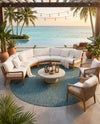 Seaside Serenity Collection Area Rug - Veranda (Teal) Round Teal  lifestyle 53