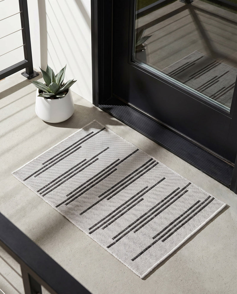 Urban Terrace Collection Area Rug -  Brooklyn Rectangle White and Black  lifestyle 27