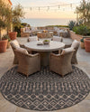 Savannah Pergola Collection Area Rug -  Pergola (Charcoal Gray) Round Charcoal Gray  lifestyle 69