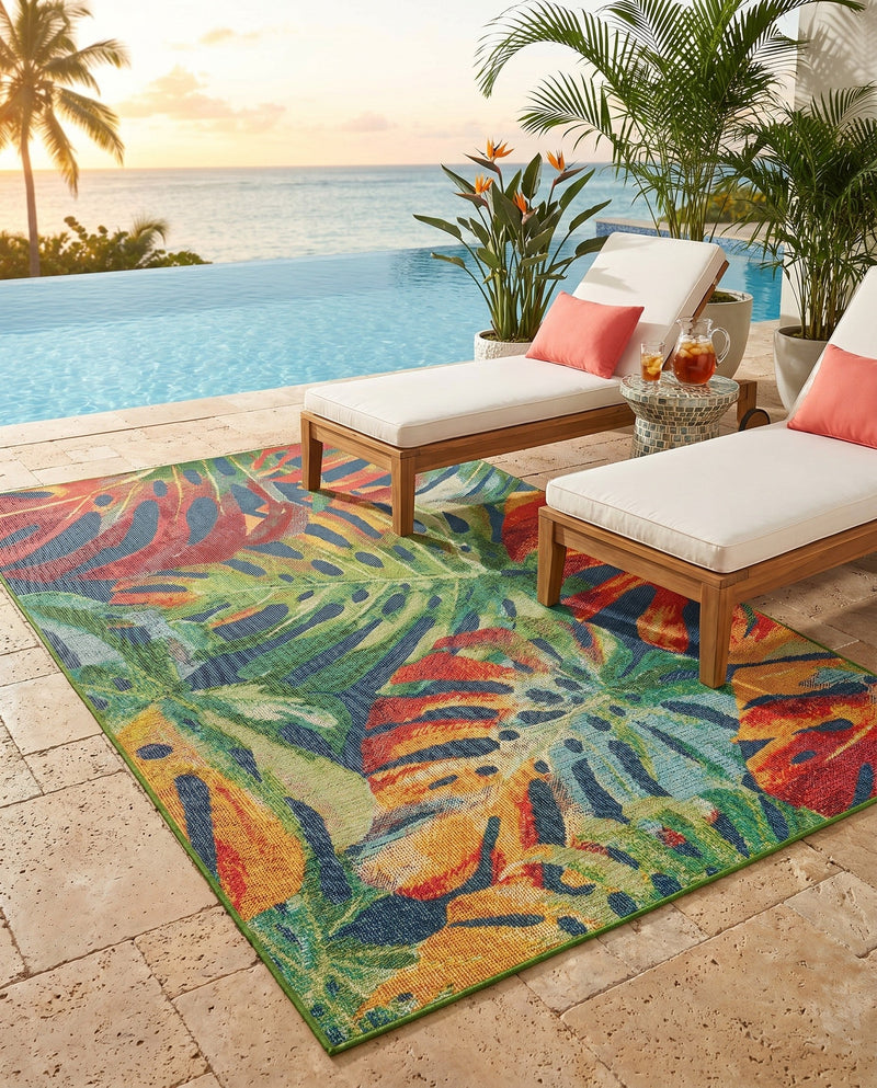 Coastal Terrace Collection Area Rug -  Pier Rectangle Multi  lifestyle 19