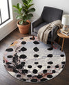 Urban Terrace Collection Area Rug -  Piazza Round White and Black  lifestyle 73