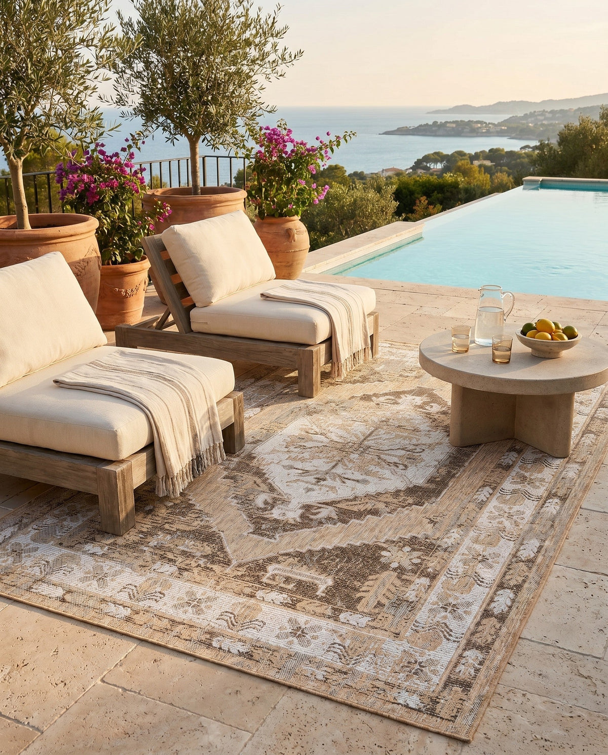 Patio Heritage Collection Area Rug -  Augusta (Natural) Rectangle Natural  lifestyle 25