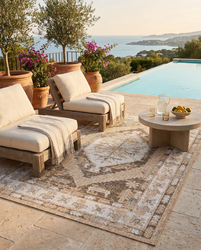 Patio Heritage Collection Area Rug -  Augusta (Natural) Rectangle Natural  lifestyle 25