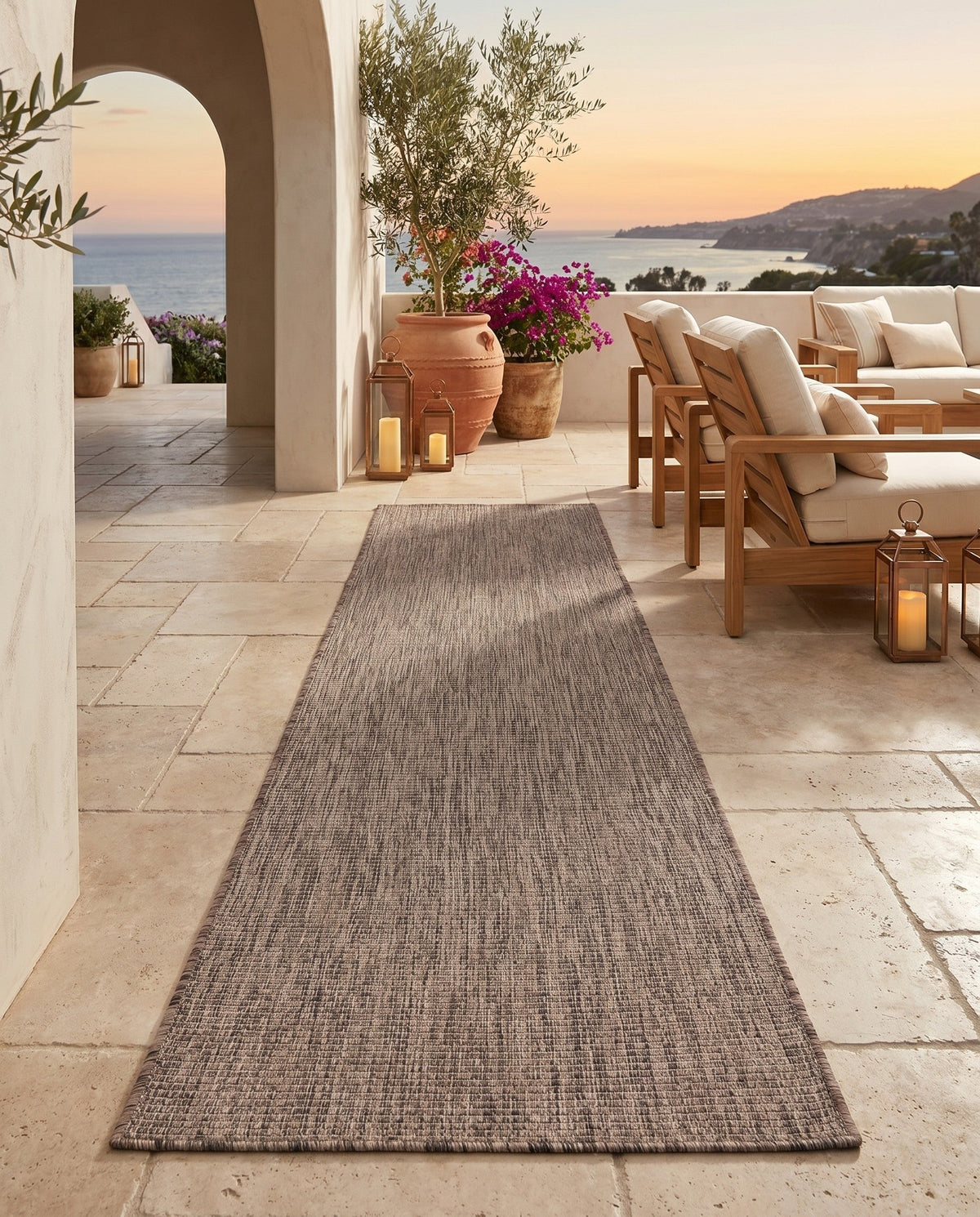 Seaside Serenity Collection Area Rug - Veranda (Light Brown) Runner Light Brown  lifestyle 115
