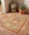 Patio Heritage Collection Area Rug -  Pergola Rectangle Blue and Light Brown  lifestyle 17