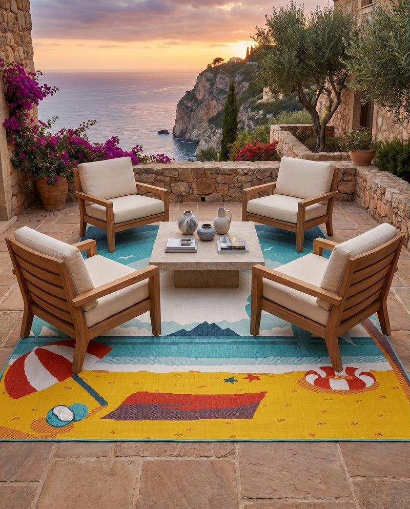 Seaside Haven Rugs Collection Area Rug -  Dockside Square Multi  lifestyle 79