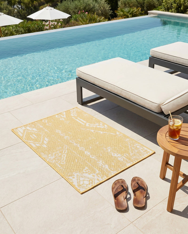 Desert Nomad Terrace Collection Area Rug - Sahara (Yellow) Rectangle Yellow  lifestyle 30