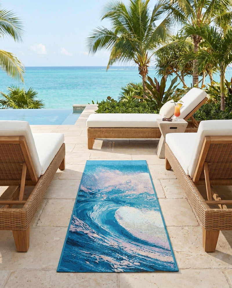 Urban Terrace Collection Area Rug - Veranda Runner Blue  lifestyle 55