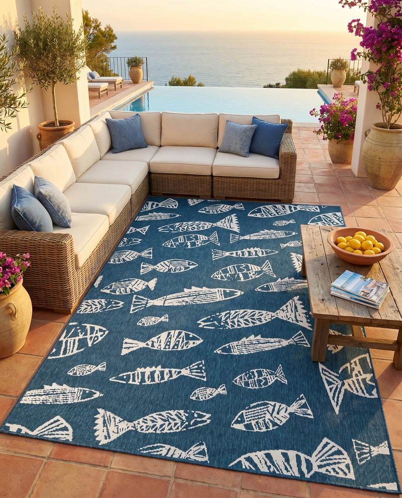 Seaside Haven Rugs Collection Area Rug -  Oceanview Rectangle Blue  lifestyle 13