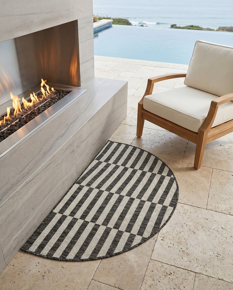 Seaside Stripes Collection Area Rug - Cabana (Charcoal) Hearth Charcoal  lifestyle 63