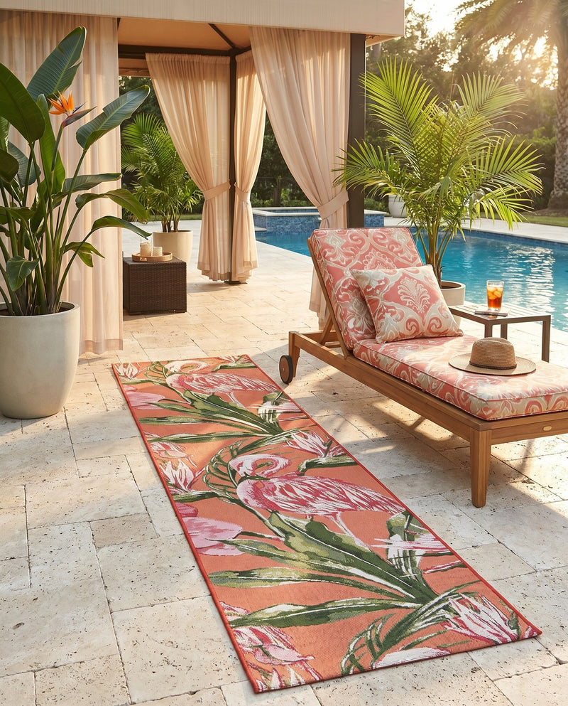 Seaside Blooms Collection Area Rug -  Kyoto Runner Coral  lifestyle 50