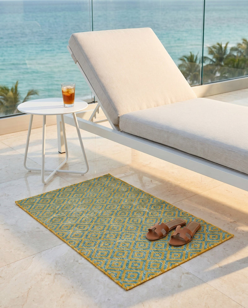 Urban Oasis Rugs Collection Area Rug -  Rooftop (Yellow and Aqua) Rectangle Yellow and Aqua  lifestyle 29