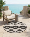 Urban Terrace Collection Area Rug -  Gramercy Round Black and White  lifestyle 55