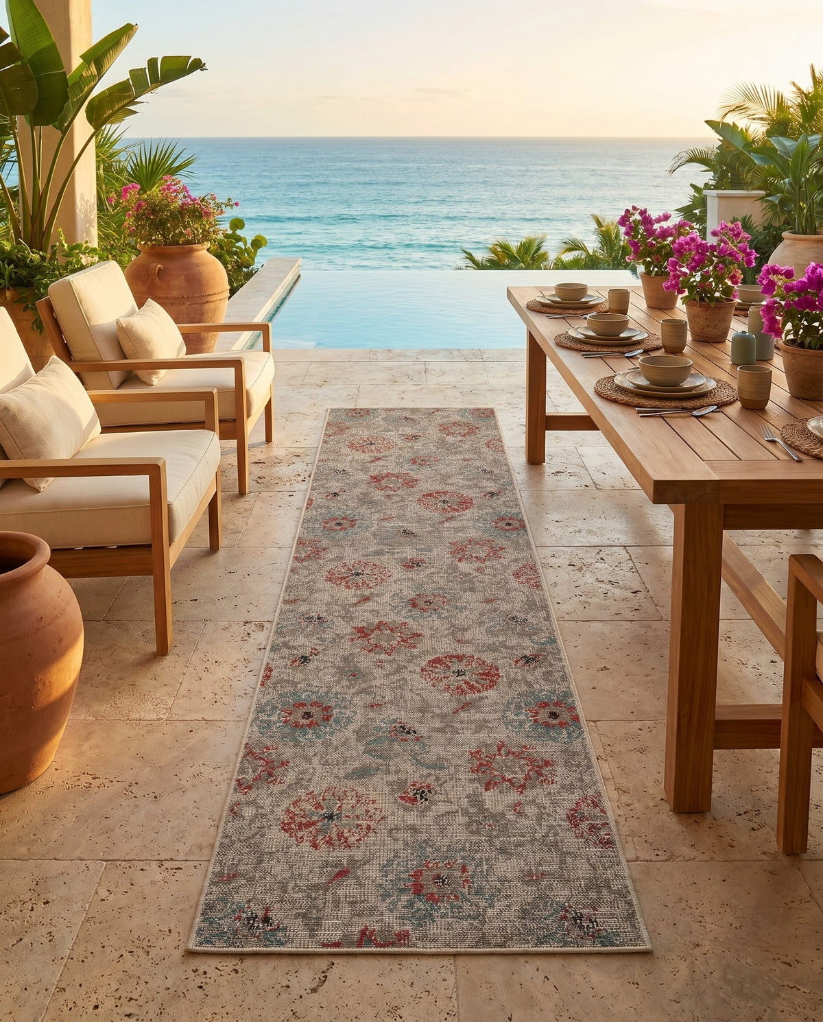 Seaside Blooms Collection Area Rug - Seychelles Runner Beige  lifestyle 152