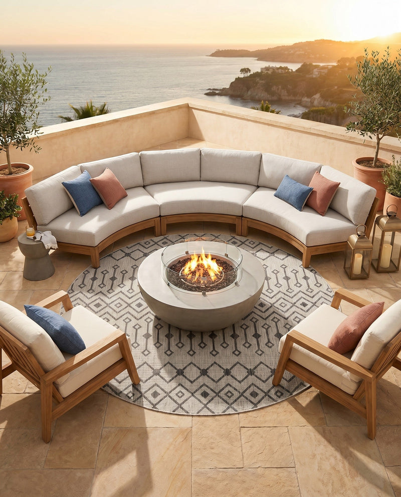 Savannah Pergola Collection Area Rug -  Pergola (Gray) Round Gray  lifestyle 58