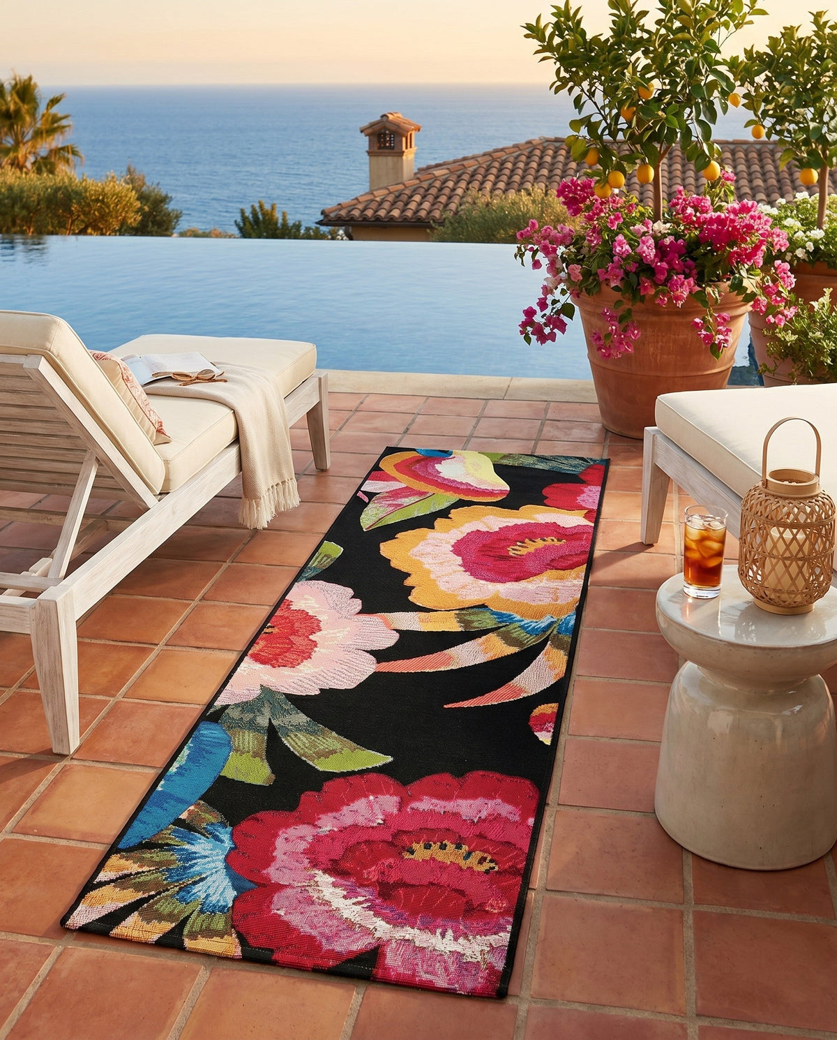Seaside Blooms Collection Area Rug -  Versailles Runner Multi  lifestyle 98