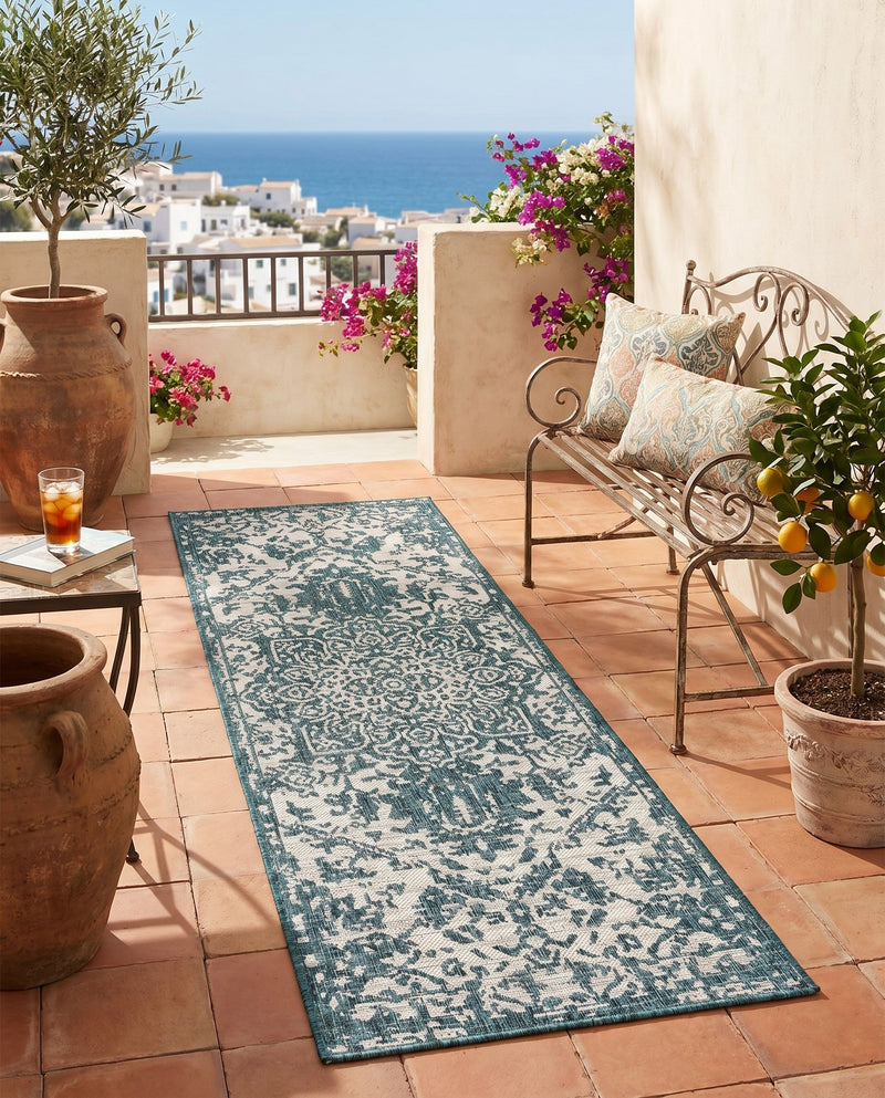 Urban Oasis Rugs Collection Area Rug -  Penthouse (Teal) Runner Teal  lifestyle 43
