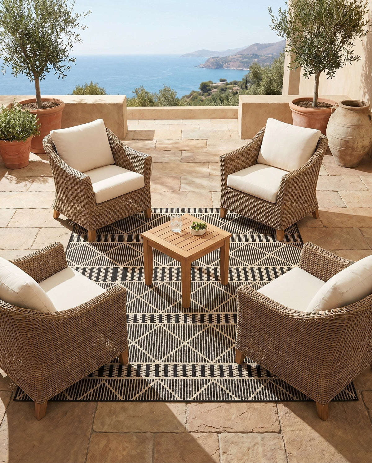Savannah Pergola Collection Area Rug -  Glade Square Black  lifestyle 164