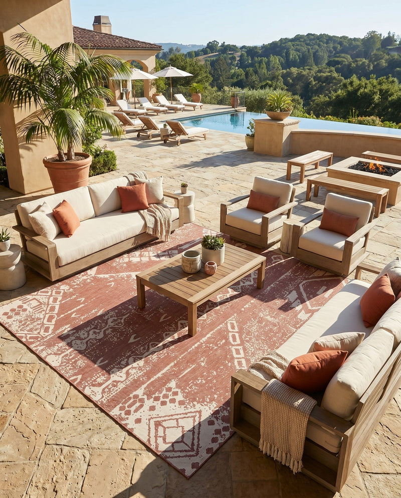 Desert Nomad Terrace Collection Area Rug - Sahara (Rust Red) Square Rust Red  lifestyle 54