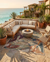 Coastal Terrace Collection Area Rug -  Wavecrest Rectangle Multi  lifestyle 40
