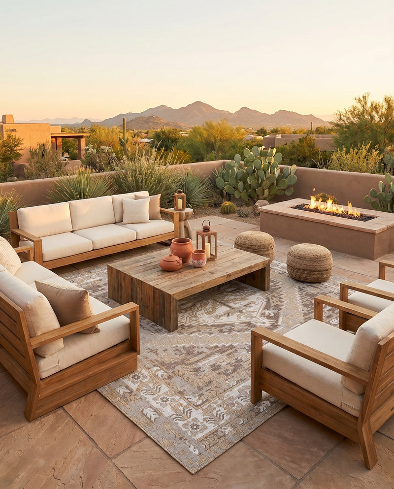 Patio Heritage Collection Area Rug -  Augusta (Natural) Square Natural  lifestyle 71
