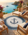 Seaside Haven Rugs Collection Area Rug -  Coralreef Round Navy Blue  lifestyle 55