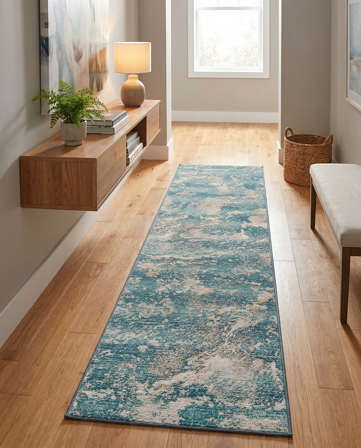 Urban Terrace Collection Area Rug -  Gazebo Runner Aqua Blue  lifestyle 62