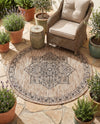 Patio Heritage Collection Area Rug -  Charleston (Beige) Round Beige  lifestyle 55