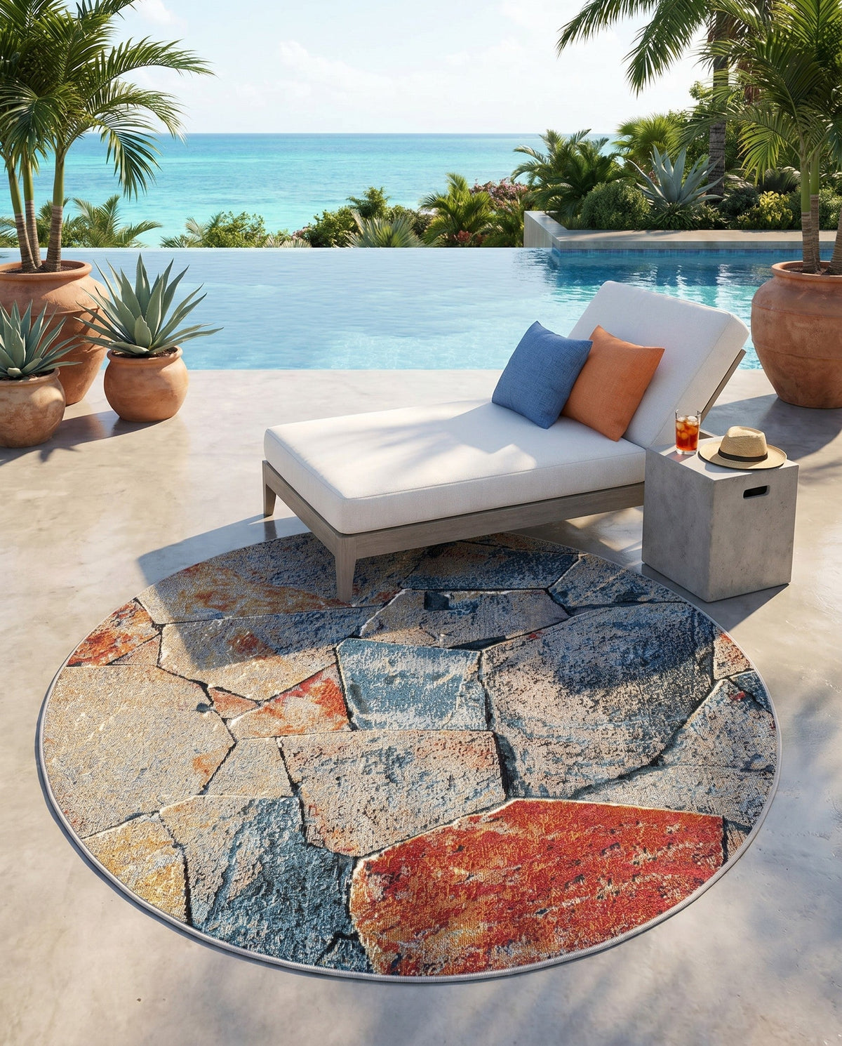 Urban Terrace Collection Area Rug -  Boulevard Round Multi  lifestyle 61