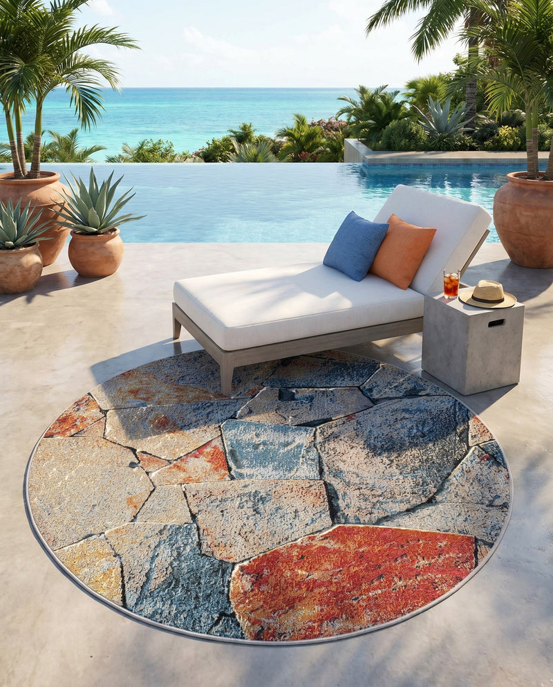 Urban Terrace Collection Area Rug -  Boulevard Round Multi  lifestyle 61