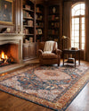 Patio Heritage Collection Area Rug -  Courtyard Rectangle Navy Blue and Light Pink  lifestyle 21