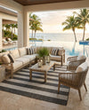 Seaside Stripes Collection Area Rug -  Veranda Rectangle Charcoal Gray  lifestyle 18