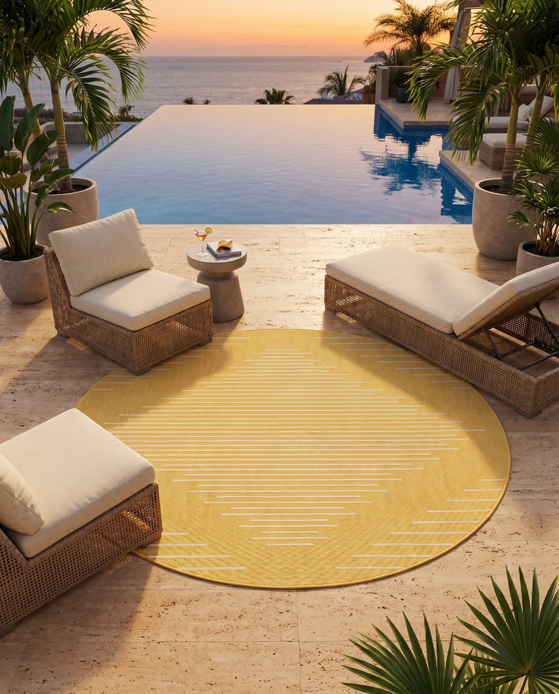 Urban Terrace Collection Area Rug -  Chelsea (Yellow) Round Yellow  lifestyle 73