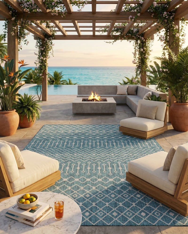 Savannah Pergola Collection Area Rug -  Pergola (Teal) Rectangle Teal  lifestyle 23
