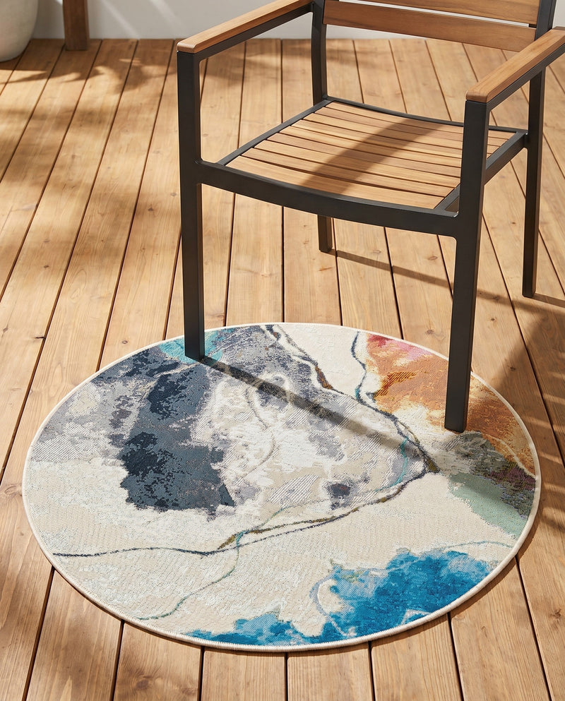 Urban Terrace Collection Area Rug -  Arbor Round Multi  lifestyle 54