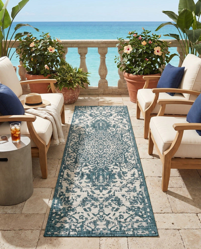 Urban Oasis Rugs Collection Area Rug -  Penthouse (Teal) Runner Teal  lifestyle 44