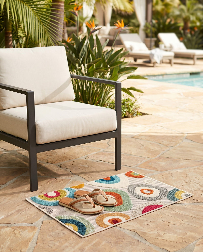 Outdoor Marrakesh Collection Area Rug -  Chefchaouen Rectangle Multi Beige  lifestyle 19