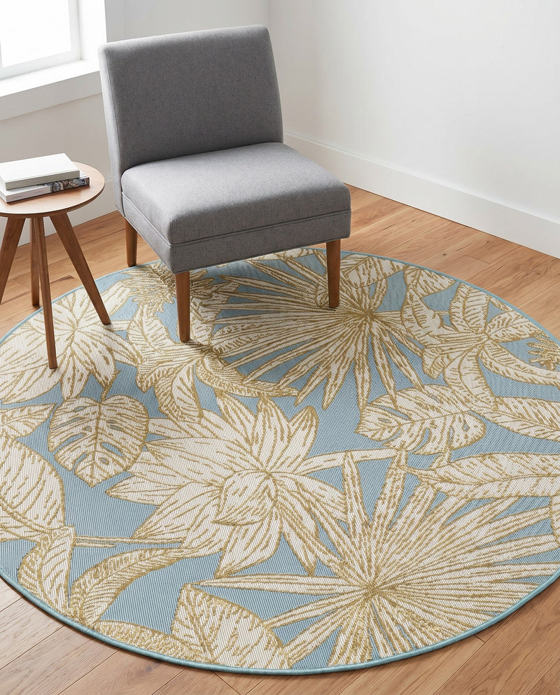 Seaside Blooms Collection Area Rug -  Shalimar Round Soft Blue  lifestyle 80