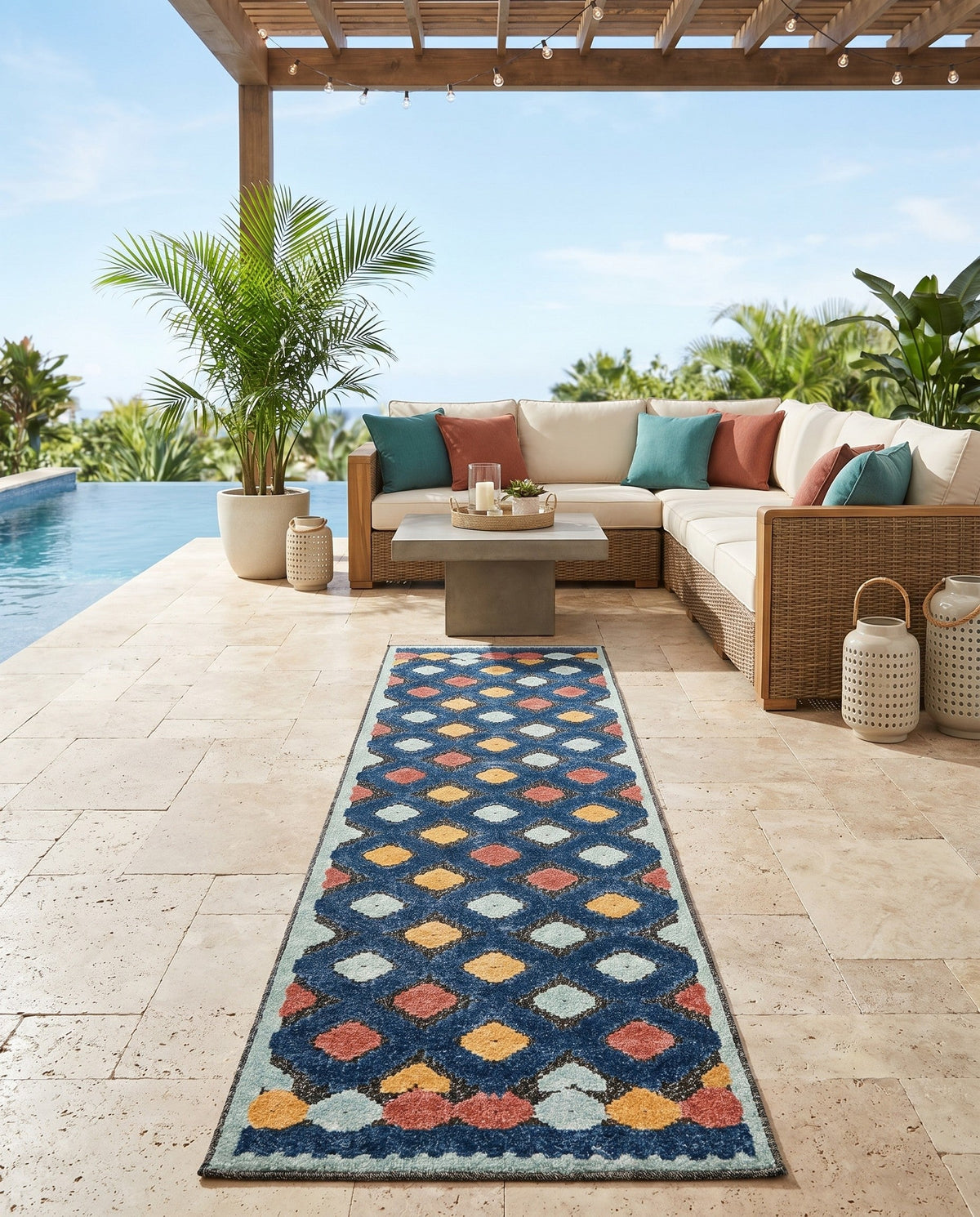 Caribbean Terrace Collection Area Rug -  Tobago Runner Charcoal  lifestyle 64