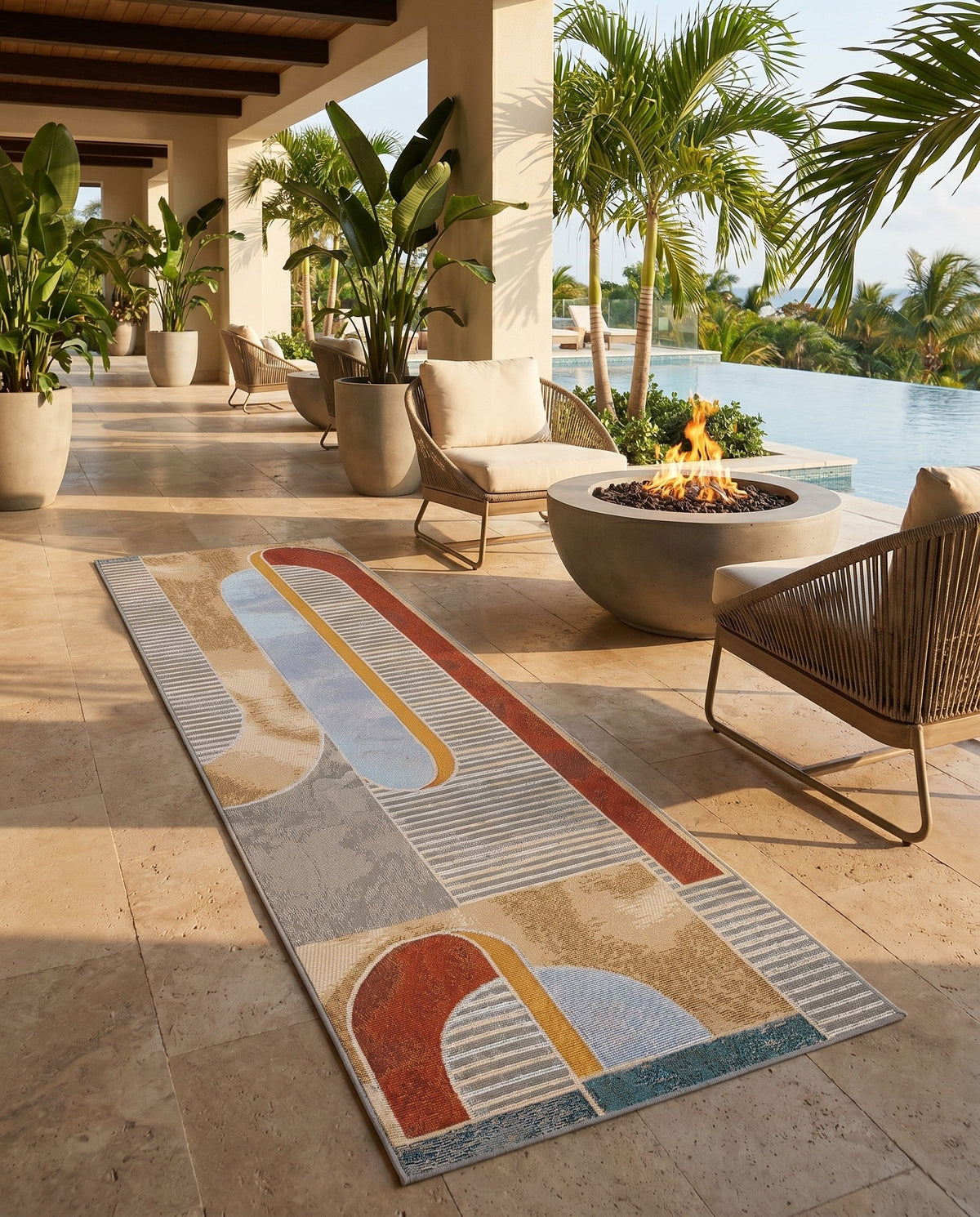 Urban Terrace Collection Area Rug -  Deck Runner Multi  lifestyle 79
