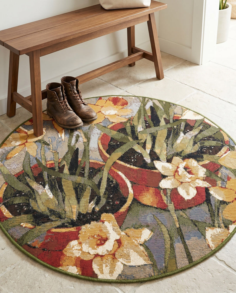 Seaside Blooms Collection Area Rug - Eden Round Multi  lifestyle 73