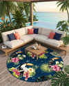 Seaside Blooms Collection Area Rug -  Leaf Round Multi  lifestyle 39