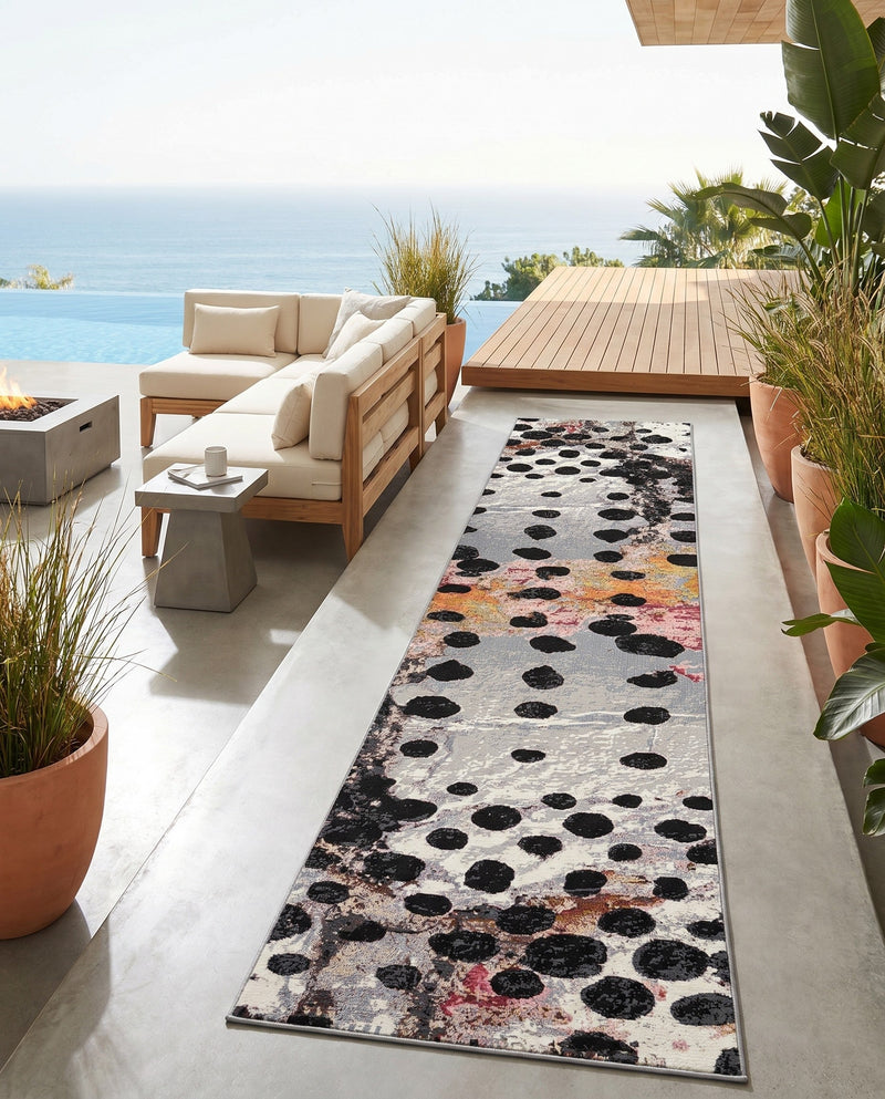 Urban Terrace Collection Area Rug -  Piazza Runner White and Black  lifestyle 63