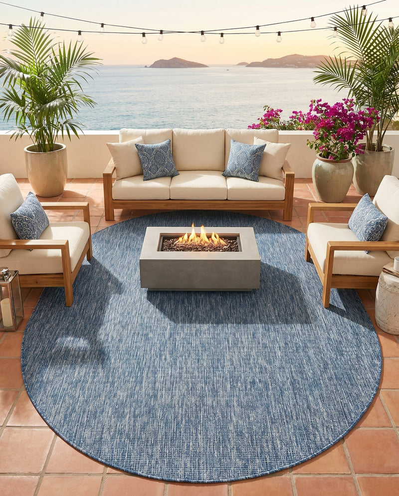 Seaside Serenity Collection Area Rug - Veranda (Blue) Oval Blue  lifestyle 46