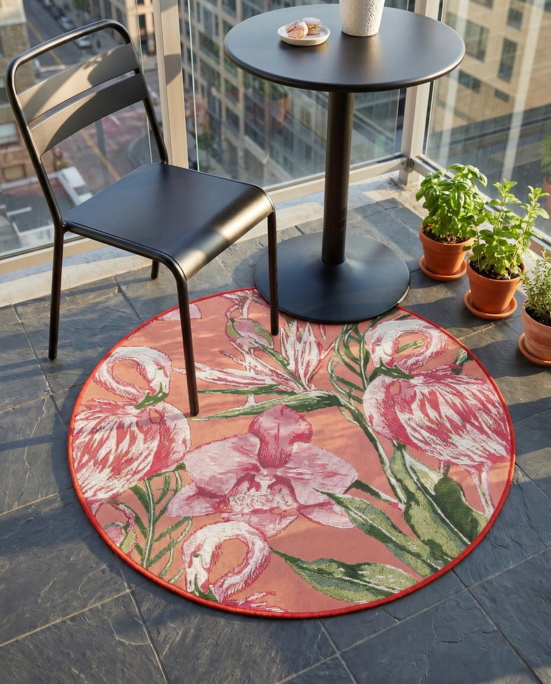 Seaside Blooms Collection Area Rug -  Kyoto Round Coral  lifestyle 66