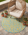 Savannah Escape Collection Area Rug -  Amazon (Blue Yellow) Round Blue Yellow  lifestyle 49