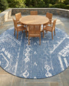 Desert Nomad Terrace Collection Area Rug - Sahara (Blue) Round Blue  lifestyle 74